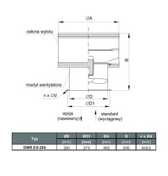 TYWENT Wentylator dachowy przeciwwybuchowy DWR EX-250/2 - 3G/3D - 1900m3/h - FI 250mm