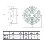 TYWENT Wentylator osiowy na siatce FOS-500 - 6500m3/h - FI 500mm