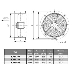 TYWENT Wentylator kanałowy KAN-300 - 3300m3/h - FI 300mm