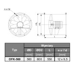 TYWENT Wentylator kanałowy przemysłowy OFK-560/2B 3F - 20500m3/h - FI 560mm