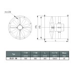 TYWENT Wentylator kanałowy przemysłowy OLO-56A/4 K 1F - 11500m3/h - FI 560mm