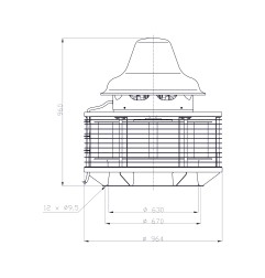 TYWENT Wentylator dachowy przeciwwybuchowy PFD EX-630/4 - 3G/3D - 3600m3/h - FI 630mm