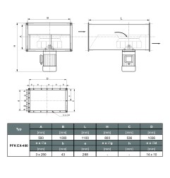 TYWENT Wentylator kanałowy przeciwwybuchowy PFK EX-400/4 3G/3D - 7100m3/h - FI 400mm