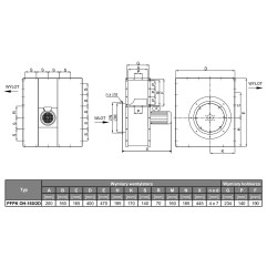 TYWENT Wentylator promieniowy chemoodporny PFPK OH-160/2D 1F - 1800m3/h - FI 160mm