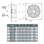 TYWENT Wentylator ścienny RUDI-S 250 D - 1025m3/h - FI 250mm