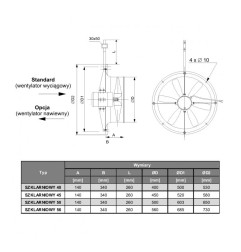 TYWENT Wentylator szklarniowy podwieszany 45/6 3F - 4200m3/h - FI 450mm