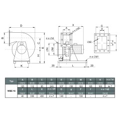 TYWENT Wentylator bębnowy przeciwwybuchowy WBE-16 D 3G/3D - 1450m3/h - FI 160mm