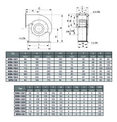 TYWENT Wentylator promieniowy WBN-130/4 1F - 700m3/h - FI 130mm