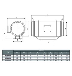 TYWENT Wentylator kanałowy WDKO-125 - 310m3/h - FI 125mm