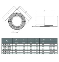 TYWENT Wentylator dachowy przemysłowy WDSV-14 EC - 600m3/h - FI 140mm