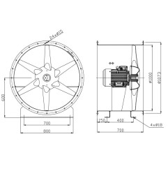 TYWENT Wentylator  kanałowy (osiowy) przeciwwybuchowy WOE-100 AD - 46400m3/h - FI 1000mm