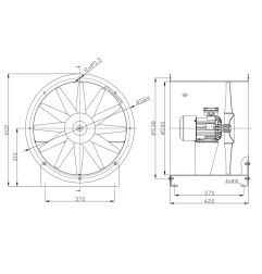 TYWENT Wentylator  kanałowy (osiowy) przeciwwybuchowy WOE-50 3G/3D - 6000m3/h - FI 500mm