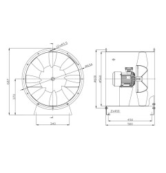 TYWENT Wentylator  kanałowy (osiowy) przeciwwybuchowy WOE-56/1 3G/3D - 7900m3/h - FI 630mm