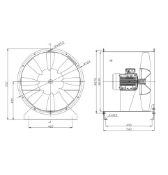 TYWENT Wentylator  kanałowy (osiowy) przeciwwybuchowy WOE-63/2 3G/3D - 15800m3/h - FI 630mm