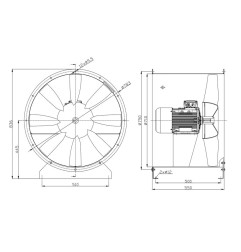 TYWENT Wentylator  kanałowy (osiowy) przeciwwybuchowy WOE-71/2 3G/3D - 25200m3/h - FI 710mm