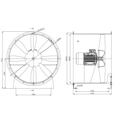 TYWENT Wentylator  kanałowy (osiowy) przeciwwybuchowy WOE-80/1 3G/3D - 25300m3/h - FI 800mm