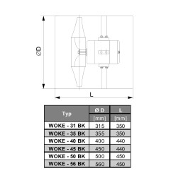 TYWENT Wentylator  kanałowy przeciwwybuchowy WOKE-56 D BK 3G/3D - 12000m3/h - FI 560mm