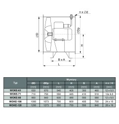 TYWENT Wentylator  kanałowy przeciwwybuchowy WOKE-63/3 3G/3D - 19900m3/h - FI 630mm