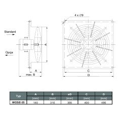 TYWENT Wentylator  ścienny przeciwwybuchowy WOSE-35 D 3G/3D - 4530m3/h - FI 350mm