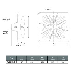 TYWENT Wentylator  ścienny przeciwwybuchowy WOSE-45 D 3G/3D - 7350m3/h - FI 450mm