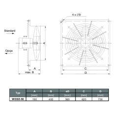 TYWENT Wentylator  ścienny przeciwwybuchowy WOSE-56 M 3G/3D - 7040m3/h - FI 560mm