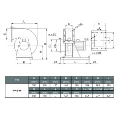 TYWENT Wentylator  promieniowy przeciwwybuchowy WPE-16 3G/3D - 900m3/h - FI 160mm