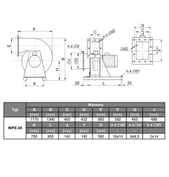 TYWENT Wentylator  promieniowy przeciwwybuchowy WPE-45 M 3G/3D - 17800m3/h - FI 450mm