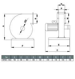 TYWENT Wentylator promieniowy przemysłowy o podwyższonym ciśnieniu WPSW-100 3F - 1460m3/h - FI 100mm