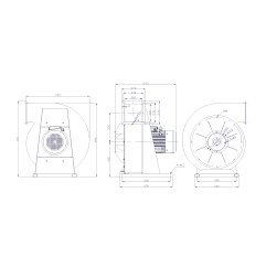 TYWENT Wentylator promieniowy przemysłowy o podwyższonym ciśnieniu WPSW-200A 3F - 4500m3/h - FI 200mm