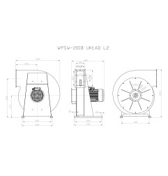 TYWENT Wentylator promieniowy przemysłowy o podwyższonym ciśnieniu WPSW-200B - 4760m3/h - FI 200mm