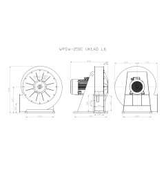 TYWENT Wentylator promieniowy przemysłowy o podwyższonym ciśnieniu WPSW-250C - 10500m3/h - FI 250mm