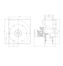 TYWENT Wentylator promieniowy wysokociśnieniowy WTP-075 L 1F - 1600m3/h - FI 150mm