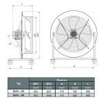 TYWENT Wentylator mobilny z regulatorem obrotów ZEFIR-63 R 1F - 12400m3/h - FI 630mm