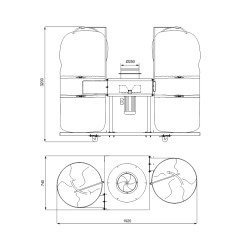 TYWENT Wentylator przemysłowy odciąg trocin ZOT-4/2 - 5700m3/h - FI 250mm